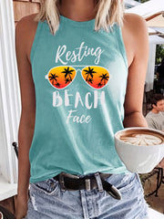 Coconut Tree & Letter Print Tank Top
