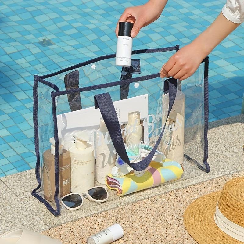 Clear PVC Tote Bag Waterproof Beach Handbag Travel Shopping