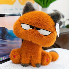 Cartoon Cat Plush Toy with Glasses Soft Polyester Stuffed Animal Light Beige