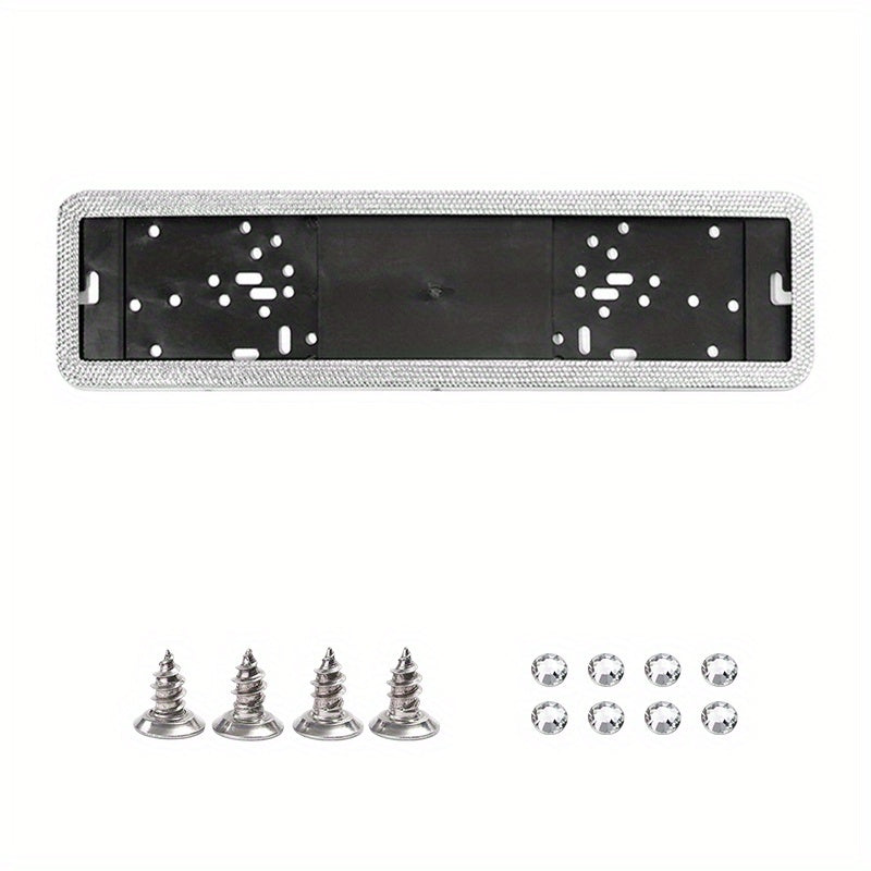 European Standard Plate Frame Stainless Steel Glass Rhinestones Point Drill