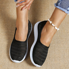 Women's Breathable Mesh Knit Shoes Slip On Sneakers Comfortable Lightweight