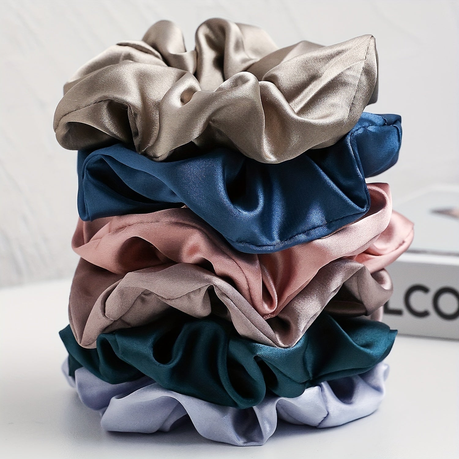 6pcs Silk Satin Scrunchies Elastic Ponytail Holder Hair Tie