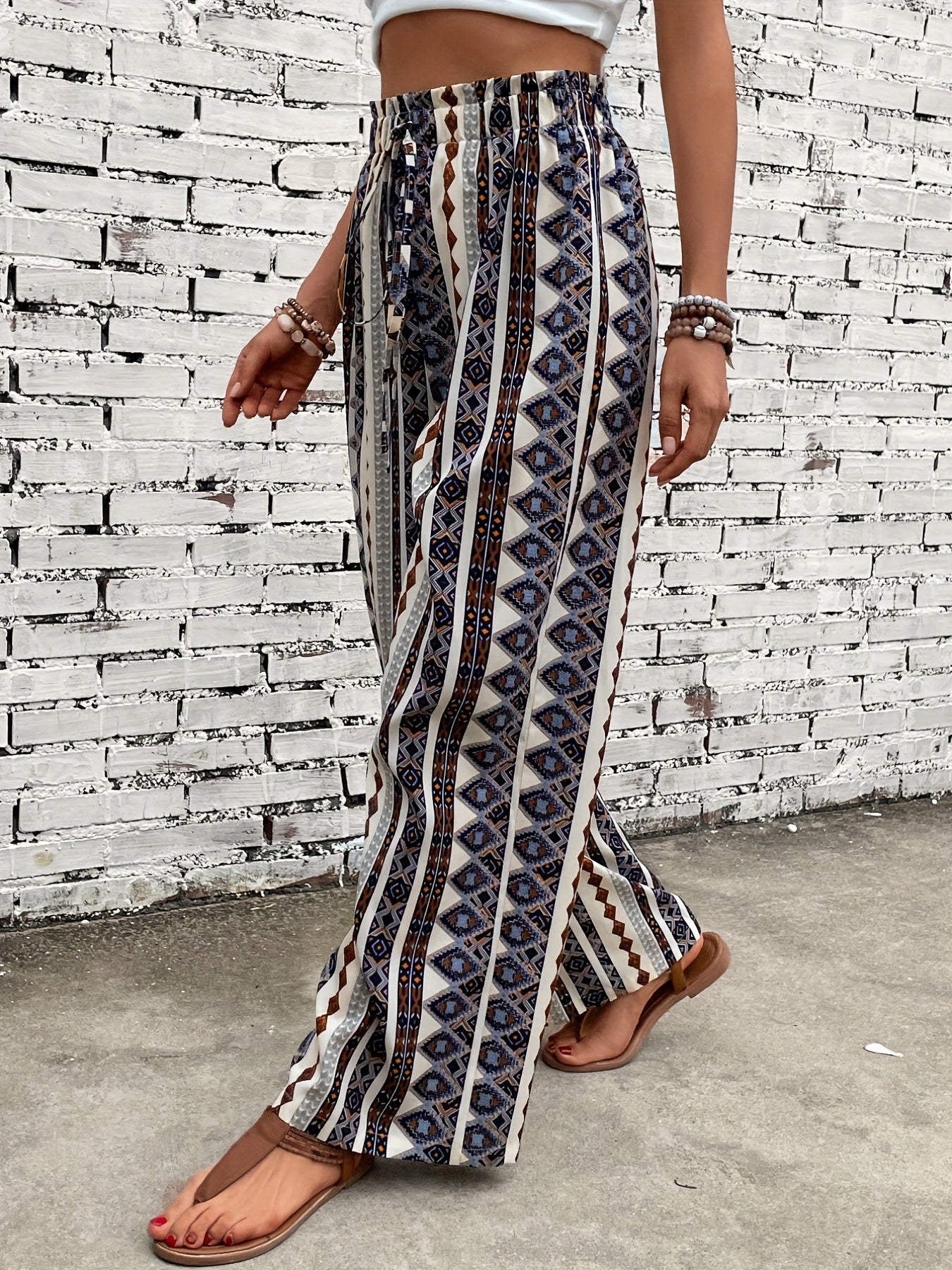 Wide Leg Pants Casual Paper Bag Waist Pants For Spring & Summer Women's Clothing