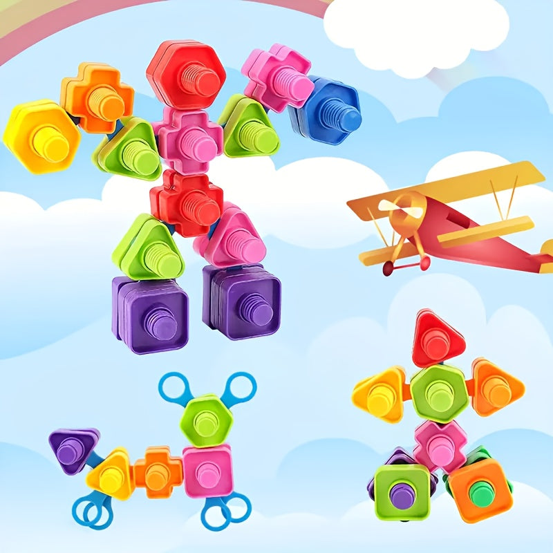 20pcs Nut-Shaped Screw Building Blocks Educational Toy