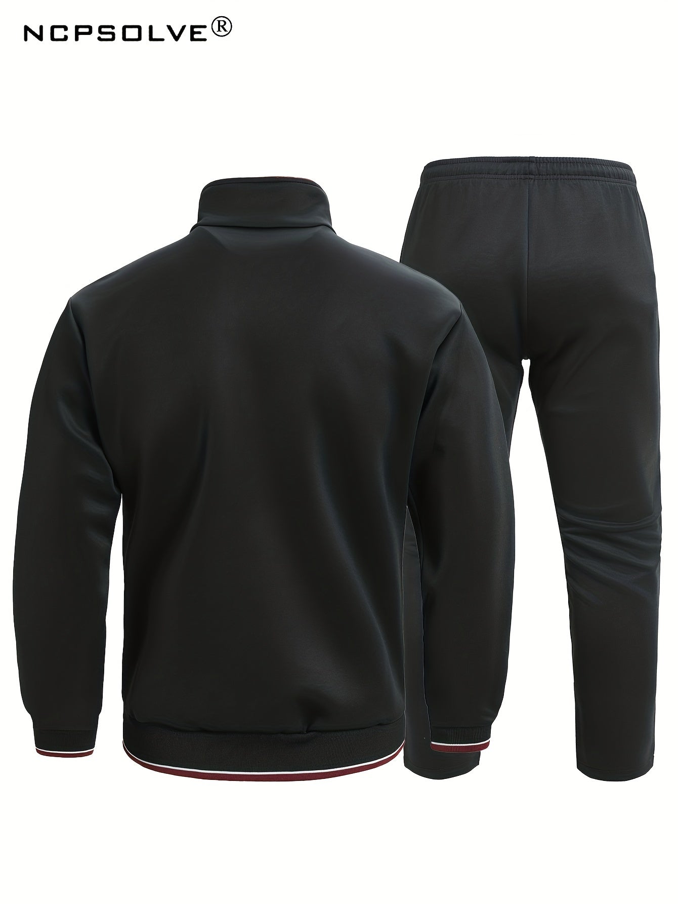 Men's Sports Suit Stand Collar Zip Up Jacket & Jogger Pants