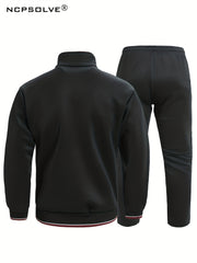 Men's Sports Suit Stand Collar Zip Up Jacket & Jogger Pants