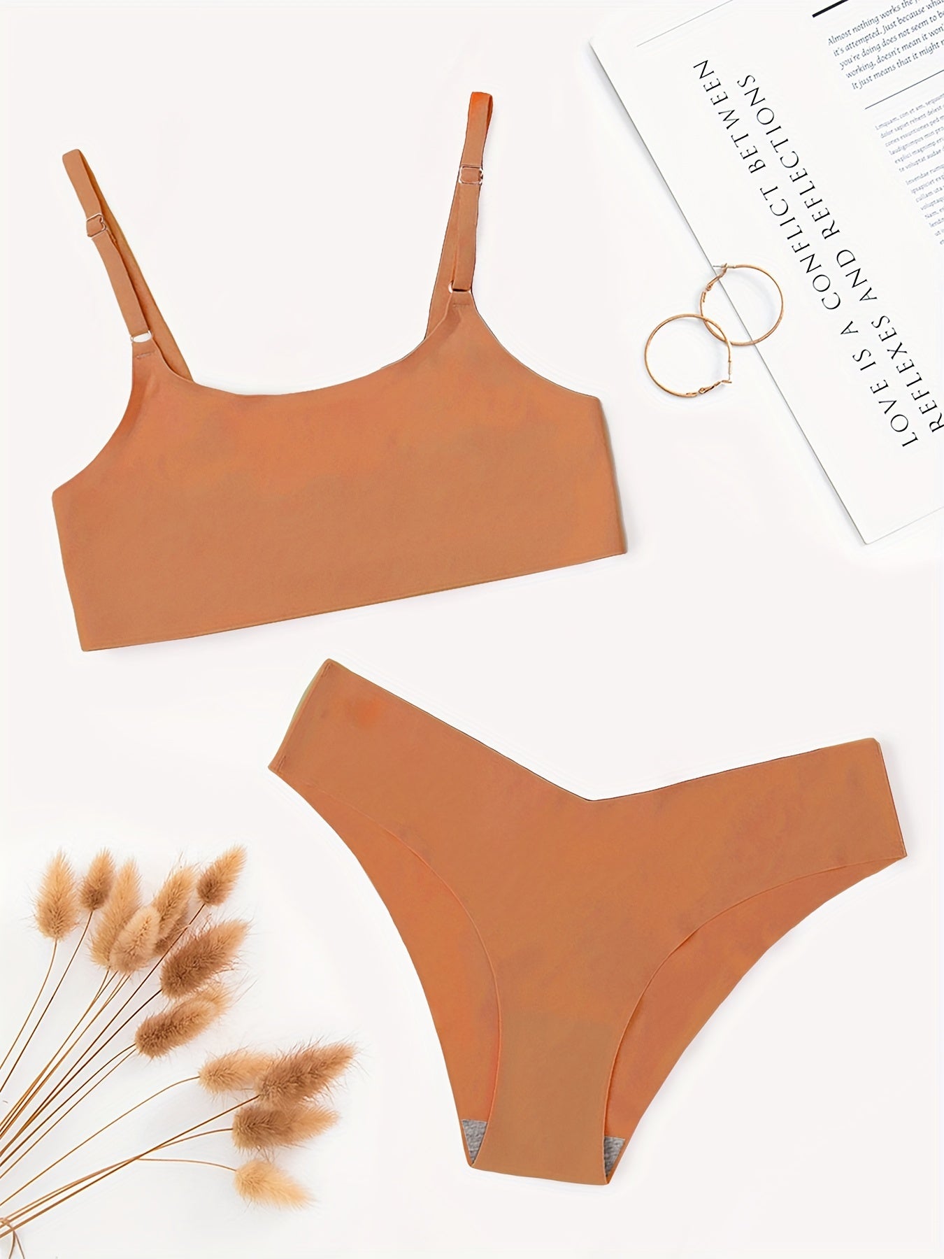 Solid Full Coverage Bra & Seamless Panties Set