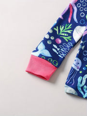 Kids' 2pcs Pajamas Set Jellyfish Whale Print Long Sleeve Top & Pants