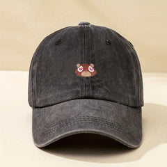 Squirrel Embroidery Distressed Baseball Cap