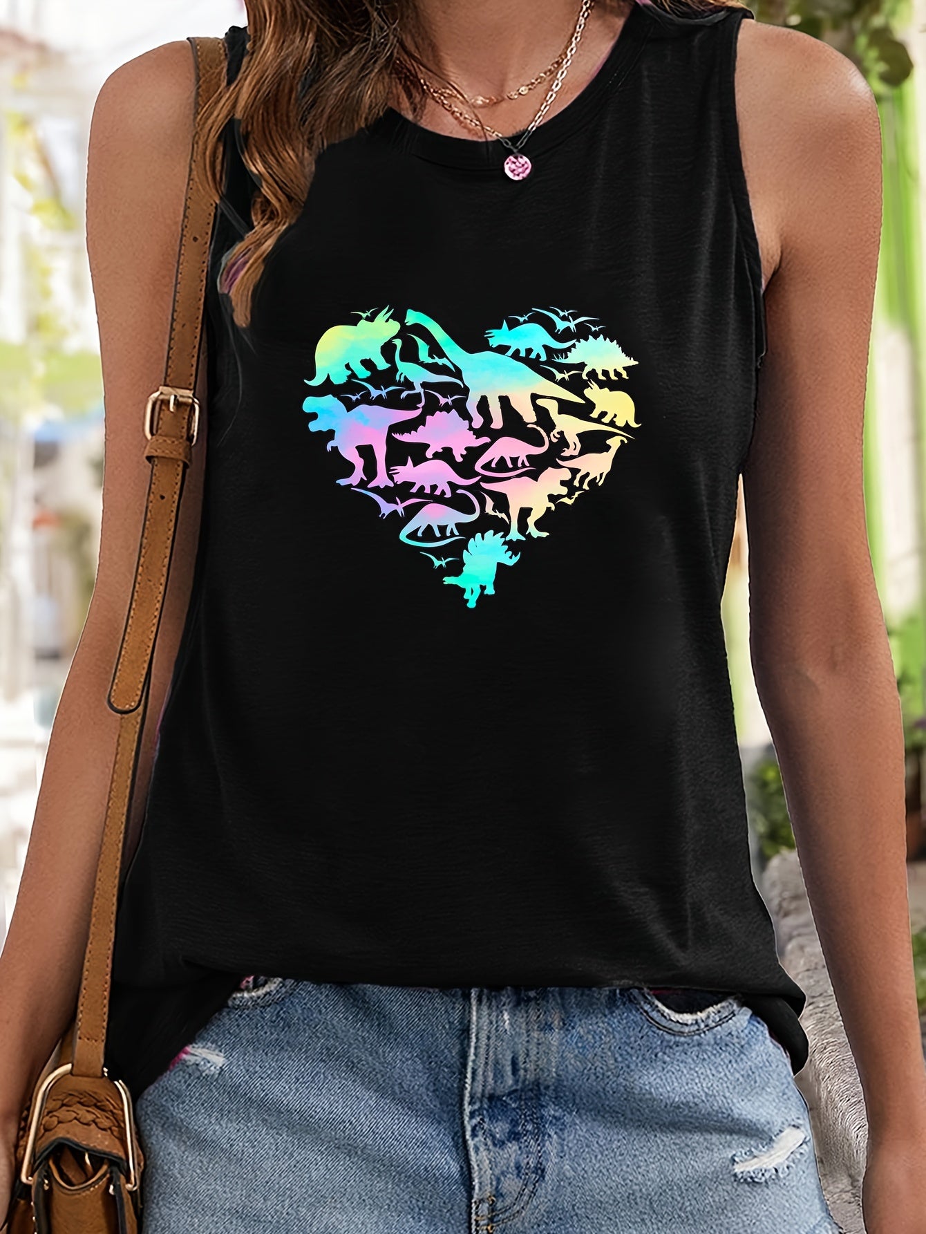 Dinosaur Pattern Stretchy Sports Vest Sleeveless Top