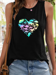 Dinosaur Pattern Stretchy Sports Vest Sleeveless Top