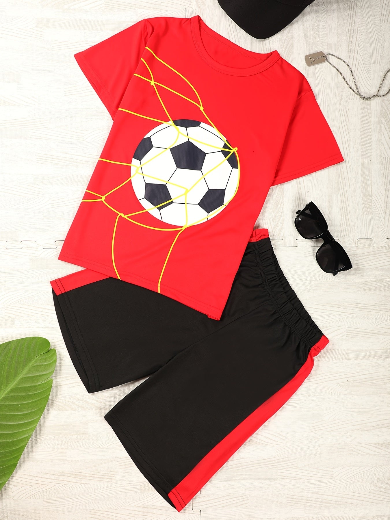 Boys Soccer T Shirt & Shorts Set for Summer