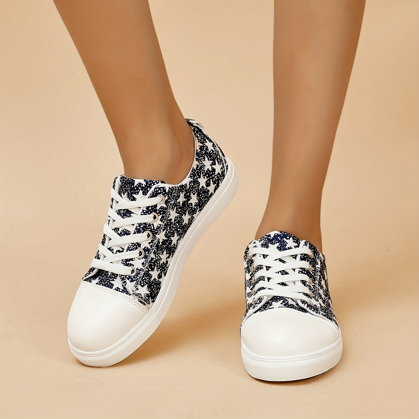 Women's Stars Canvas Shoes Casual Lace Up Low Top Sneakers