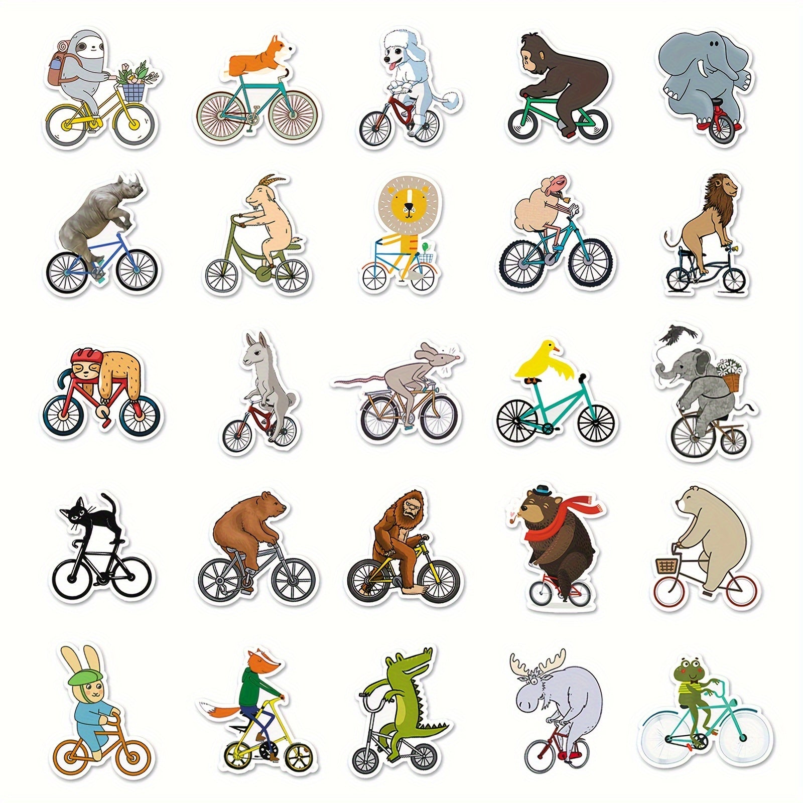 50pcs Animal Bicycle Series Stickers for Laptop Helmet Water Cup