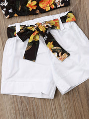 Baby Girls Floral Print Off Shoulder Top & Shorts Set