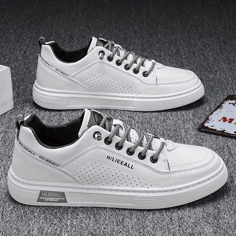 Men's Lace Up Sneakers Casual PU Leather Walking Shoes