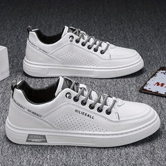 Men's Lace Up Sneakers Casual PU Leather Walking Shoes