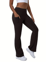 High Waisted Bootcut Leggings With Pockets Flared Workout Yoga Pants