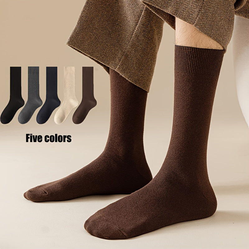 Classic Solid Cotton Mid calf Socks - Outdoor Comfortable And Breathable Socks