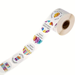 500 Happy Birthday Stickers Roll Office Stationery Decoration Labels