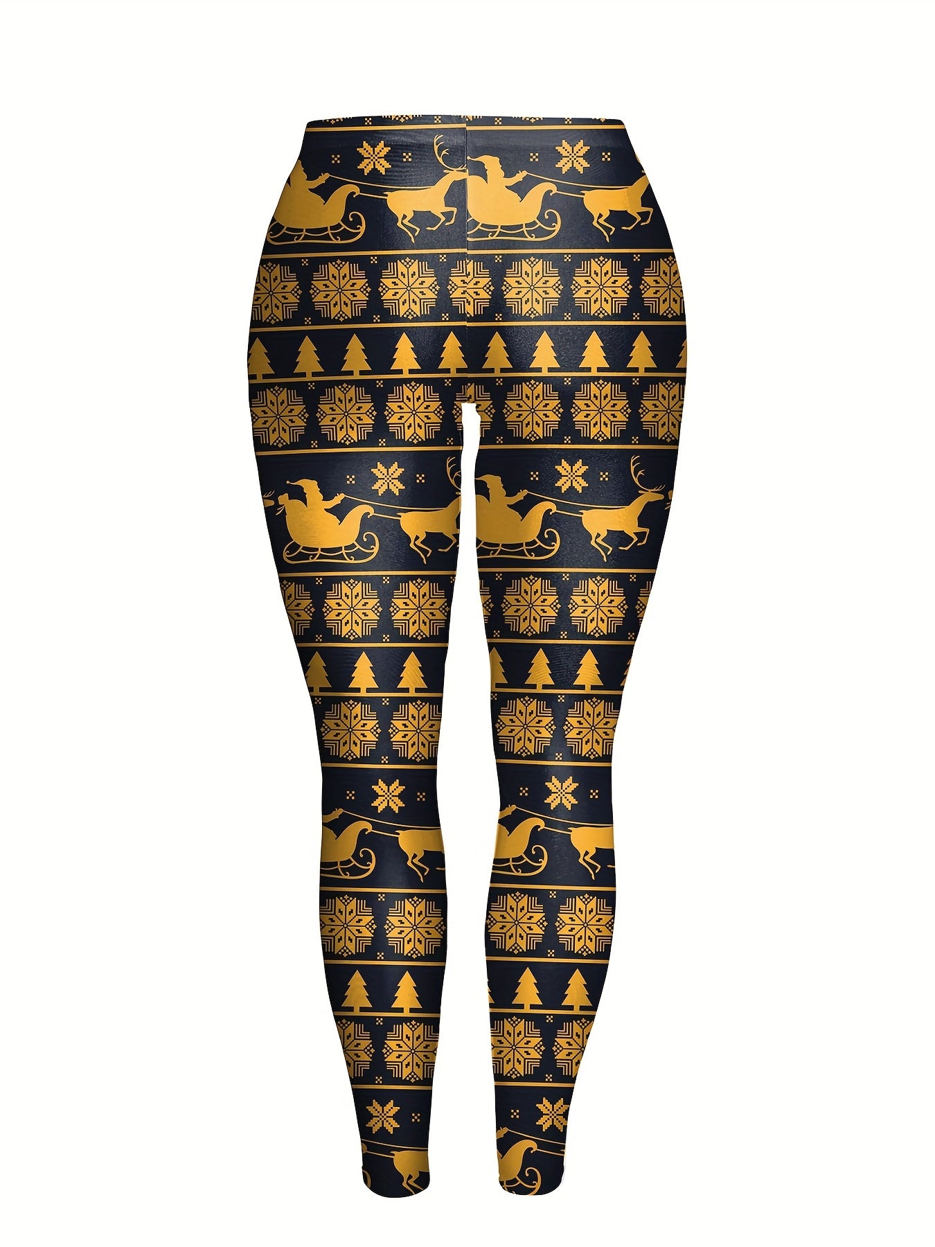 Deer Printed Sports Leggings for Teens Girls High Stretch Running Fitness Tight