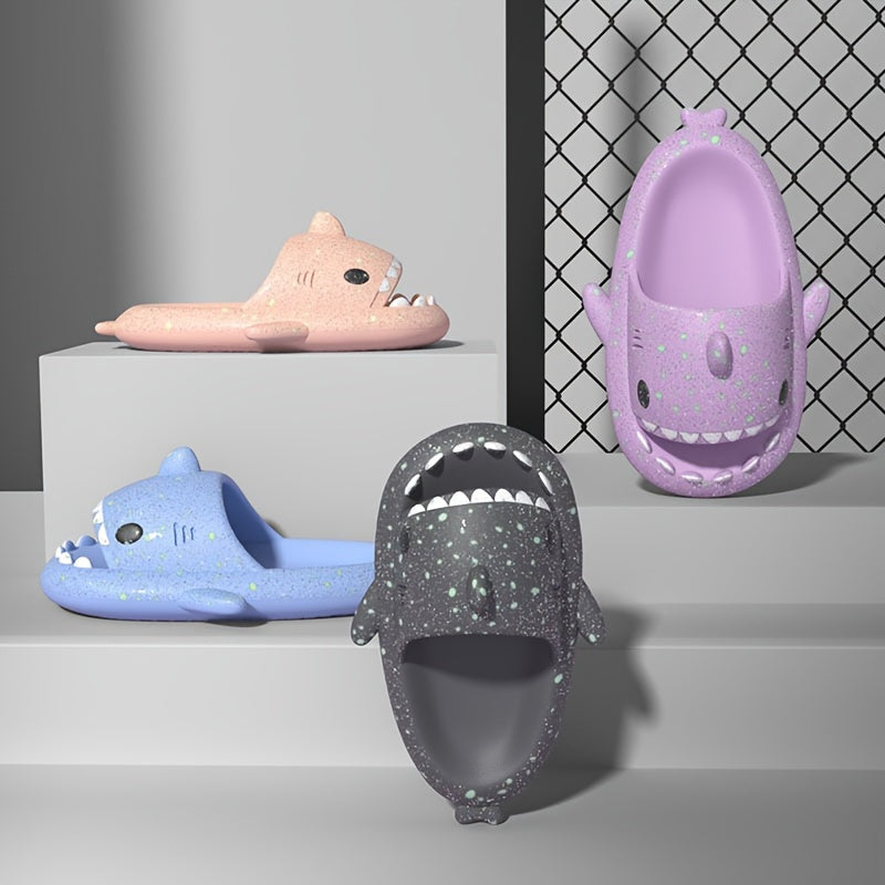 Cartoon Shark Luminous Slippers Girls Non Slip Lightweight Open Toe Slippers