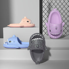 Cartoon Shark Luminous Slippers Girls Non Slip Lightweight Open Toe Slippers