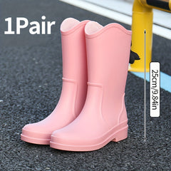 Women's Waterproof High Tube Rain Boots - Non Slip Garden Shoes
