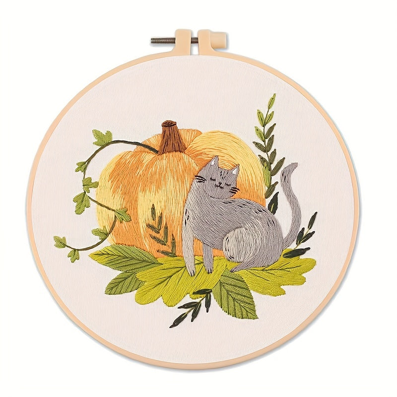 Embroidery Starter Kit for Adults - DIY Cats Pattern Cross Stitch