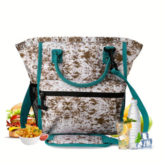 Leopard/Cow Print Insulated Lunch Bag for Office/School Outdoor Picnic