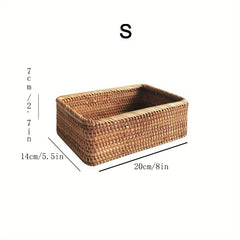 Rattan Braided Storage Basket for Desktop and Coffee Table