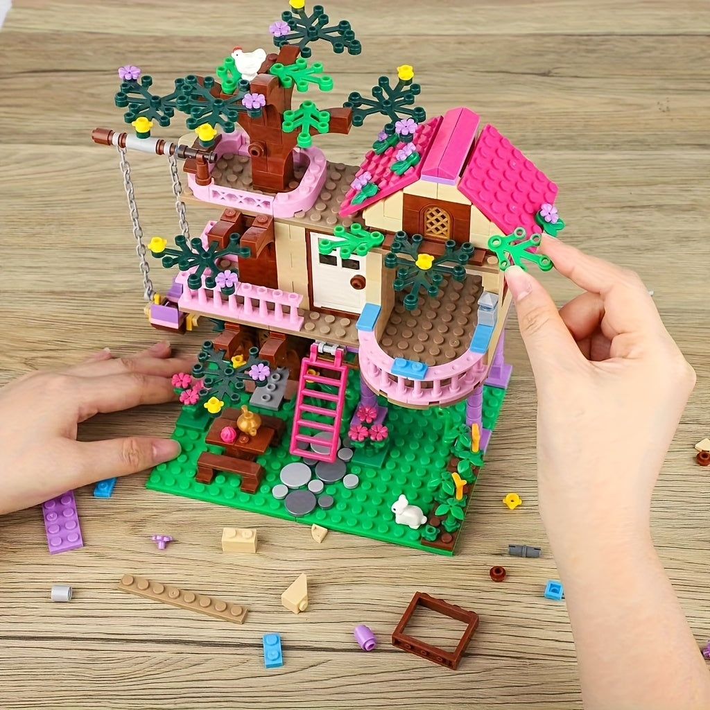 Creative Swing Villa Dream Friendship Tree House Building Block Model
