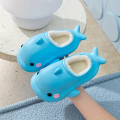 Cartoon Plus Fleece House Shoes Non Slip Soft Bottom for Boys and Girls