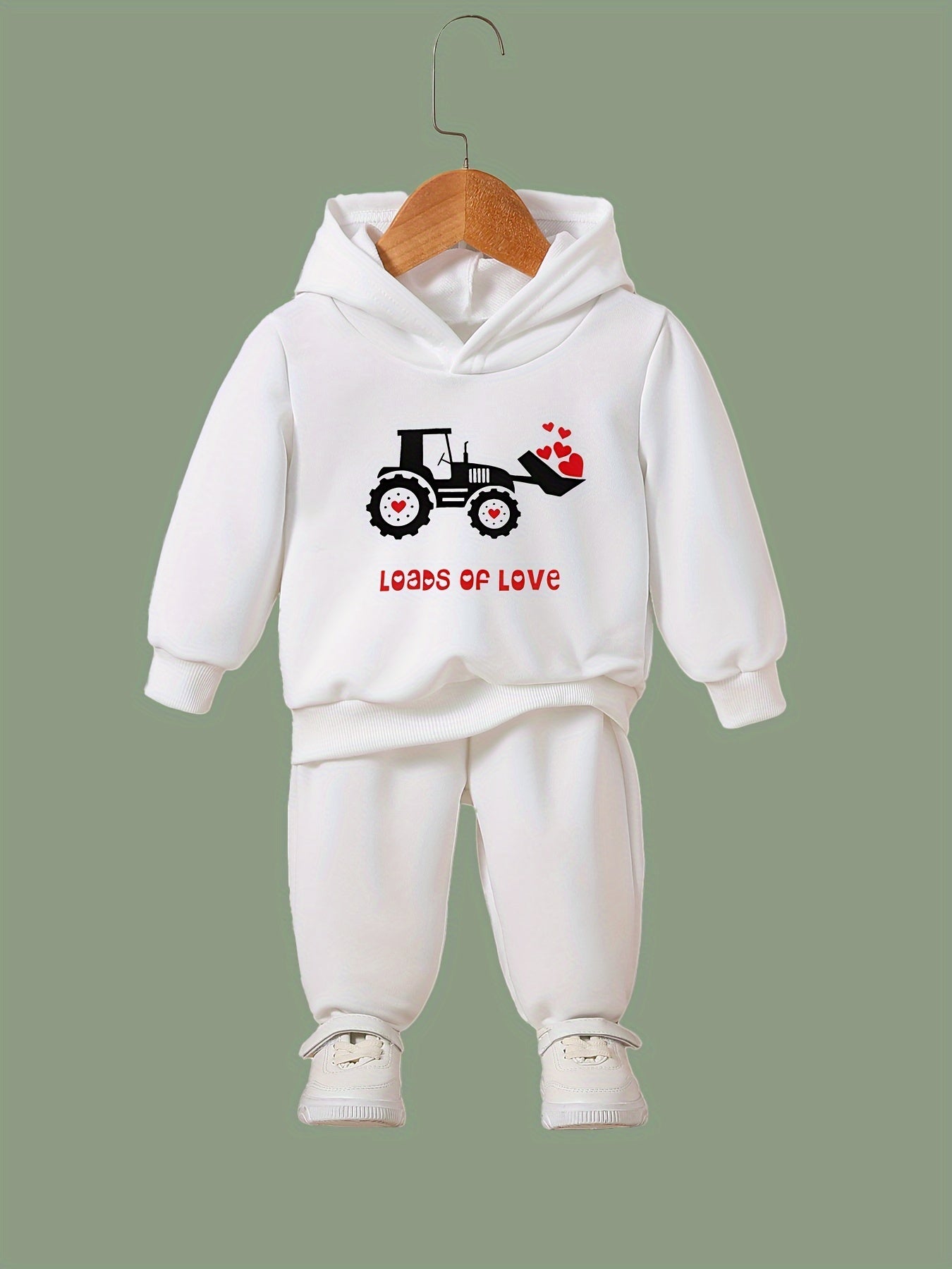 2pcs Heart Graphic Hoodies Pants Set Spring Fall Outfits