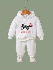 2pcs Heart Graphic Hoodies Pants Set Spring Fall Outfits