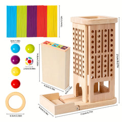 Kids 3-in-1 Wooden Math Puzzle Toy with 40 Sticks & 5 Balls