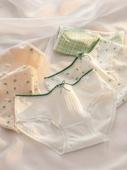 5pcs Floral Print Bow Tie Briefs Women's Lingerie