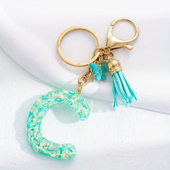 Sequin Alphabet Keychain For Girls Resin Drop Glue Pendant Bags Ornaments