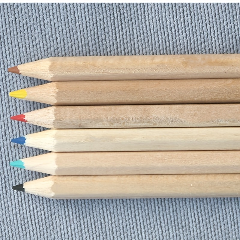 18 Mini Colored Pencils Box 6 Colors Lime Yellow Brown Sky Purple