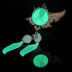 Anime Vision Keychain Green Metal Luminous Key Ring Backpack Pendant
