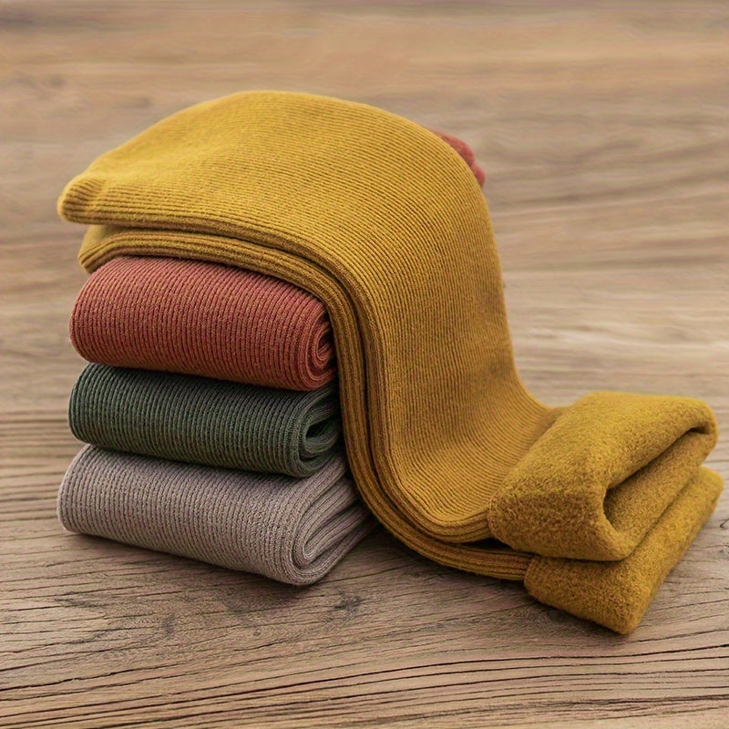Cozy Plush Lined Ribbed Socks for Women