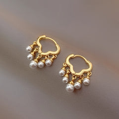 2pcs Girls Cloud Tassel Faux Pearl Fairy Earrings Set