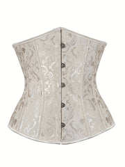 Jacquard Strapless Corset Retro Court Style Lace Up Body Shaper