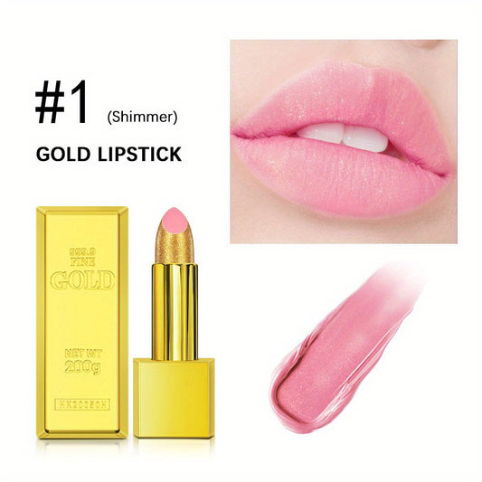 Golden Bar Lipstick Waterproof Long Lasting Metallic Shimmers