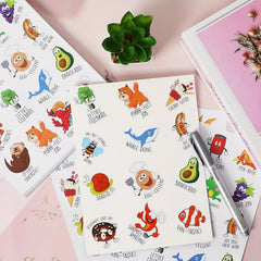 200 Punny Rewards Stickers Positive Motivational Labels Cartoon Animal Incentive