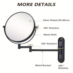 Wall Mounted Makeup Mirror 8 Inch Metal Magnifying 1X 10X Shaving Mirror