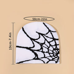 Gothic Spider Web Beanie Hip Hop Unisex Skull Cap Elastic Warm Knit Hat Y2K
