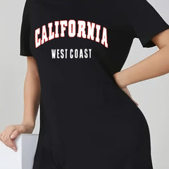 Women's Tee Dress Letter Print Short Sleeve