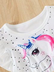 Girls Unicorn Skirt Set Sleeveless Outfit