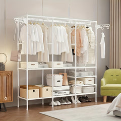 Three-row Large Capacity Carbon Steel Coat Rack Floor to Ceiling